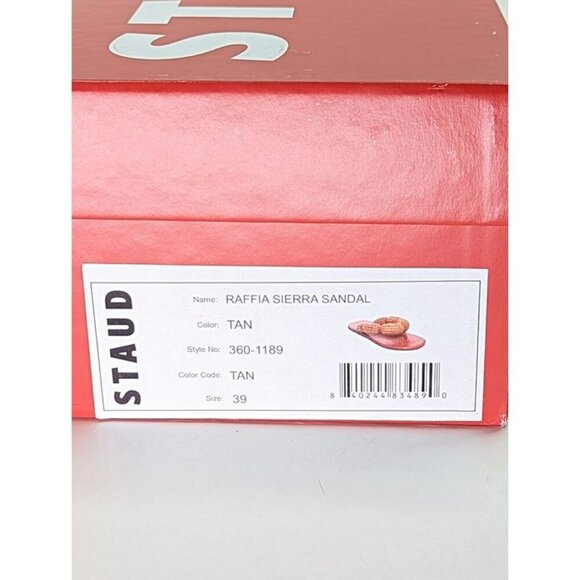 STAUD Women's Raffia Sierra Thong Sandals in Tan Size 39 (MSRP $250) - Picture 10 of 11